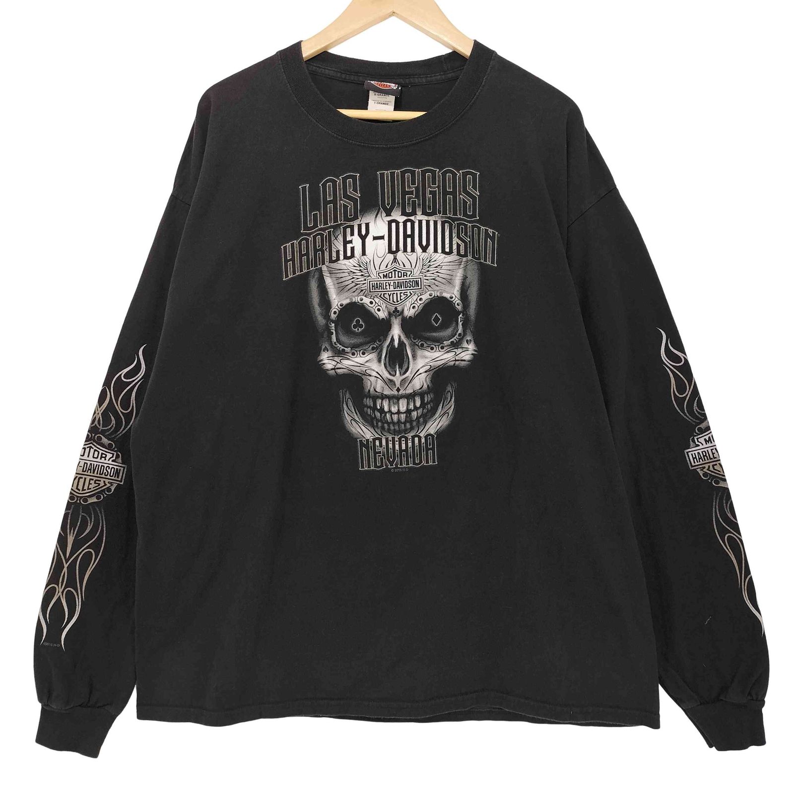 Harley-Davidson ロンＴ スカルプリント アメリカ製 USA製 harley-davidson バッファロースカル ロンT フレイム