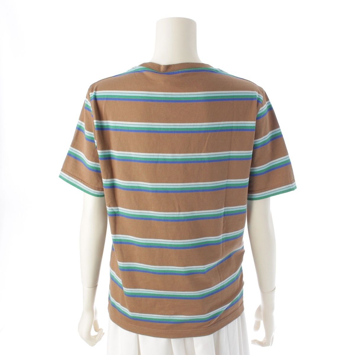 ミュウミュウ ロゴパッチ 胸ポケット ダメージ加工ネック ボーダー  