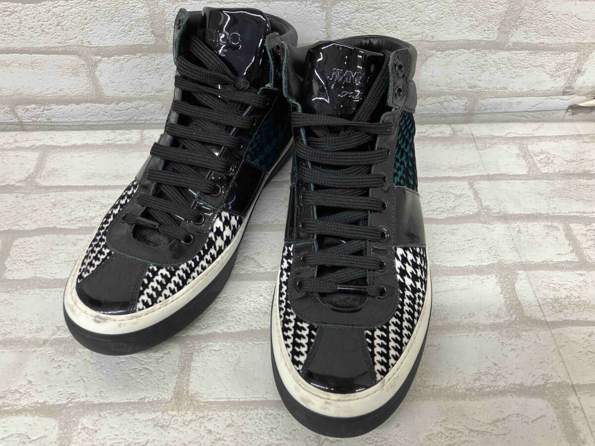 JIMMY CHOO 143BELGRAVI.FLH ジミーチュウ スニーカー 千鳥格子 ブラック グリーン メンズ サイズ42