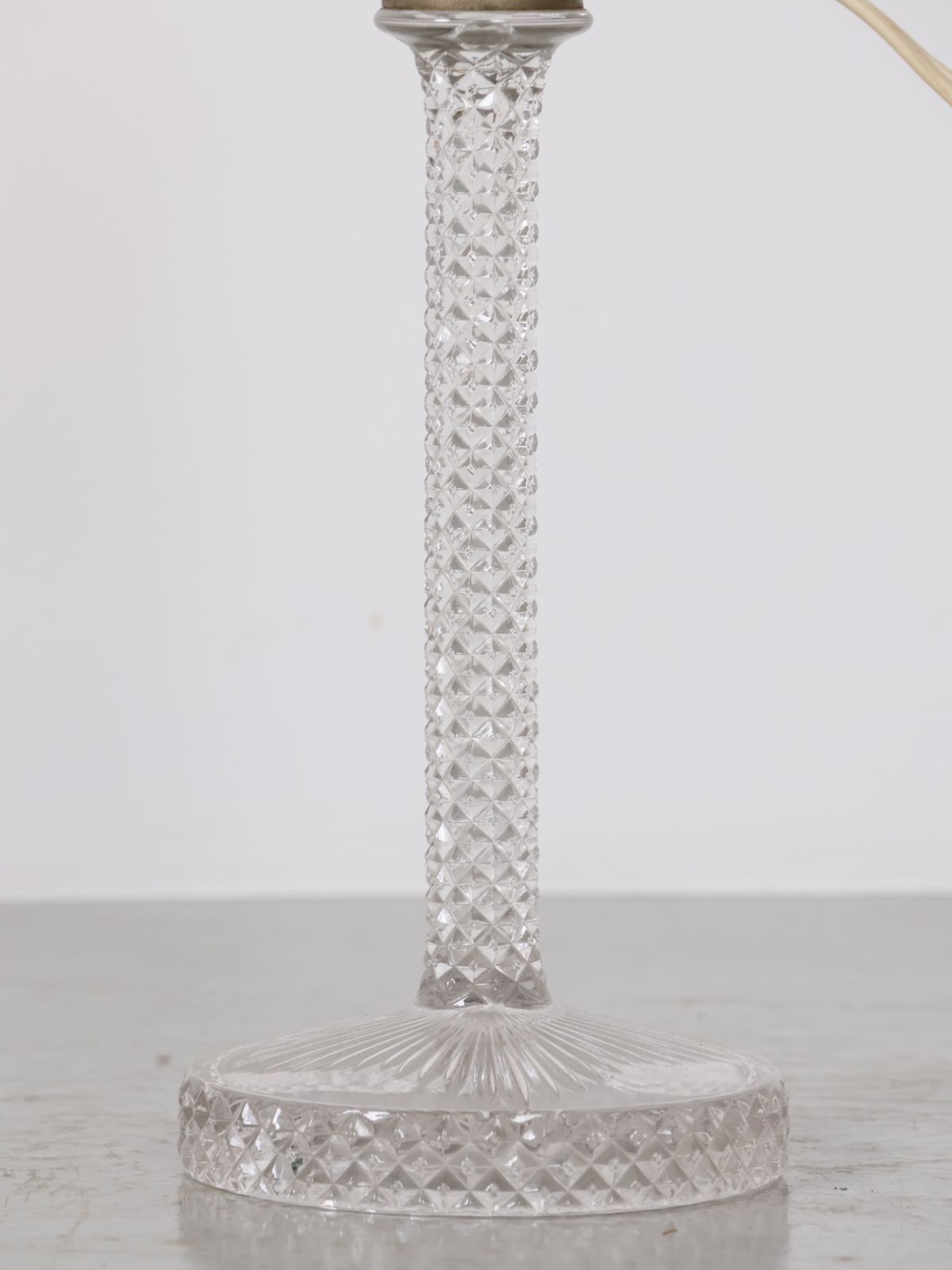 ヴィンテージ ホブネイル クリアガラス テーブルランプ レア 1930 - 40