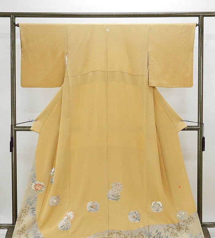 色留袖 正絹 松尾光琳 花鳥模様 身丈161.5cm 裄丈64.5cm 色留袖