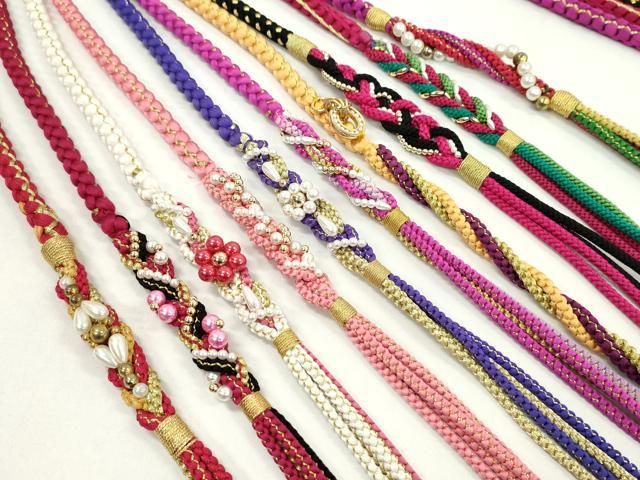 平和屋着物●和装小物 振袖用飾り付き帯締め１０本セット パール 花 金銀糸 CAAX8202ju