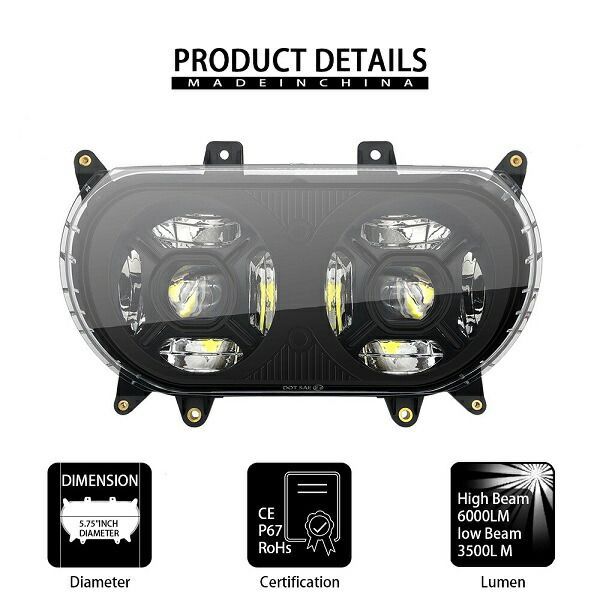 LEDデュアルプロジェクターヘッドライト LEDヘッドライト ブラック 2015以降ロードグライド Road Glide FLTRU FLTRX FLTRXSE FLTRX FLTR EFI FLTRI blk
