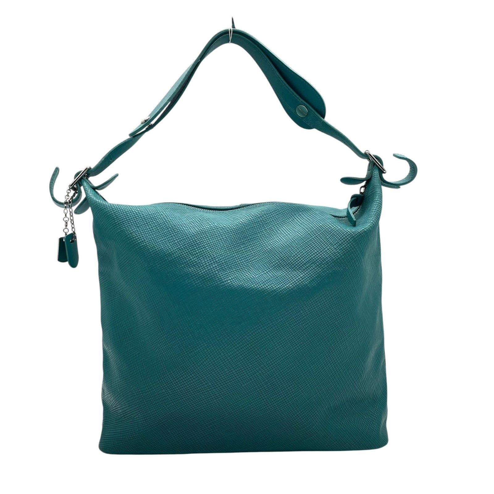 ロンシャン LONGCHAMP クアドリ レザー ホーボーバッグ ショルダーバッグ 水色 ターコイズブルー シルバー金具 U2 DECORATOM_COM_BR