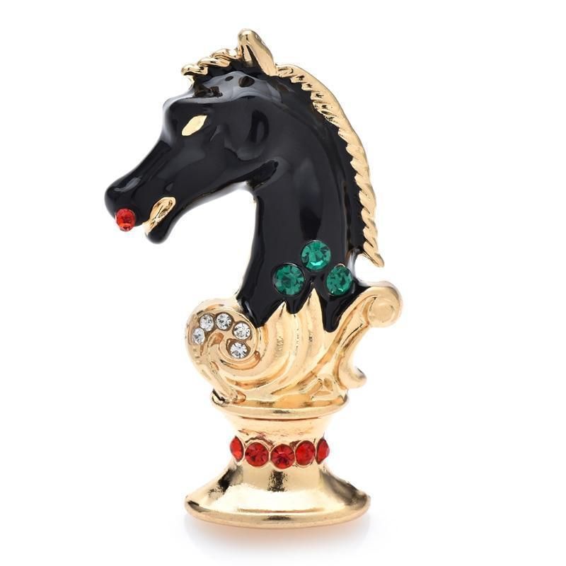 馬 チェス ブローチ ホース アニマル 駒 高級感 ヨーロッパ かっこいい 黒色 チェスピース ピンブローチ かっこいい 北欧 ヨーロッパ