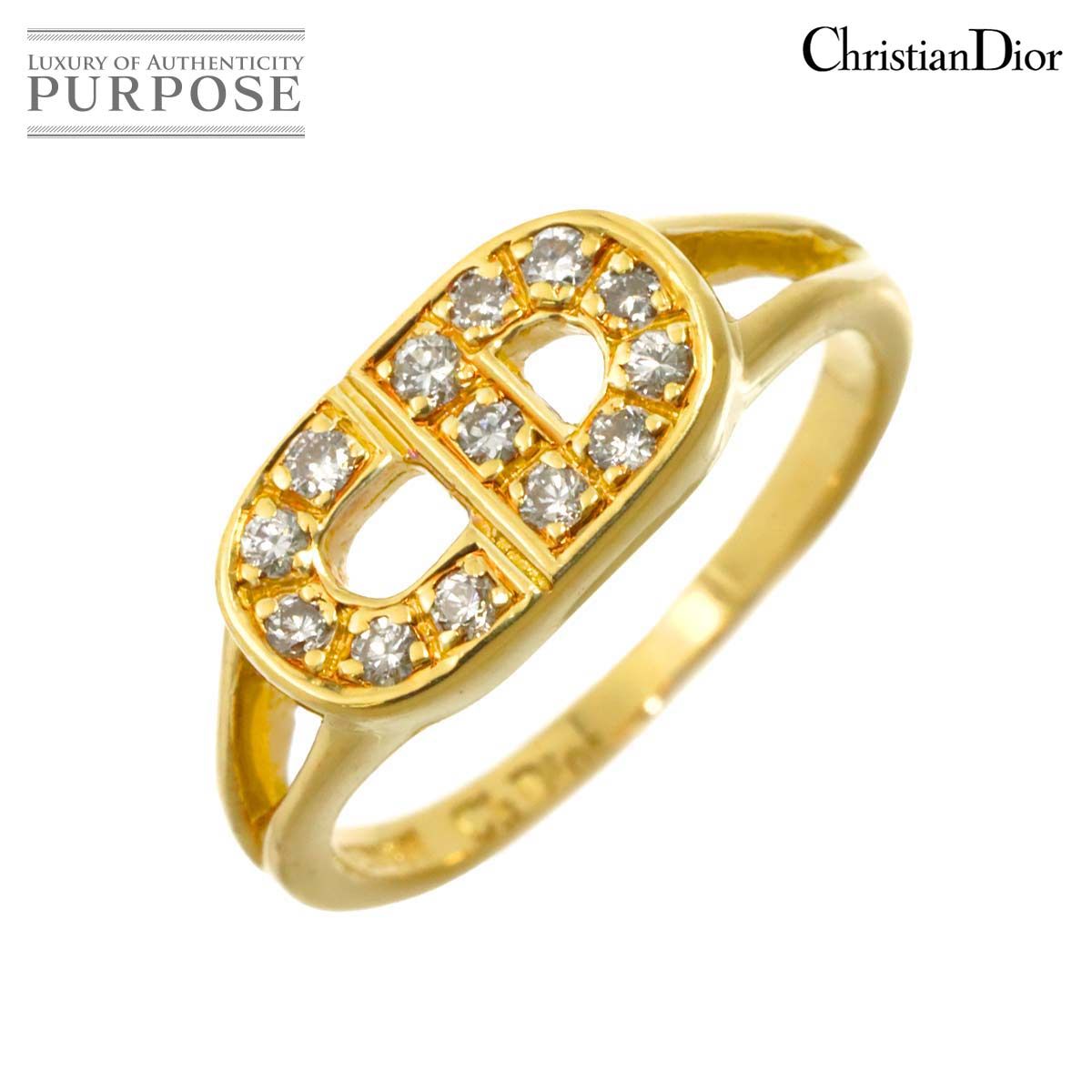 DIOR ディオール ダイヤ付き k18 750 リング クリスチャン ディオール Christian Dior 8号 リング ダイヤ K18