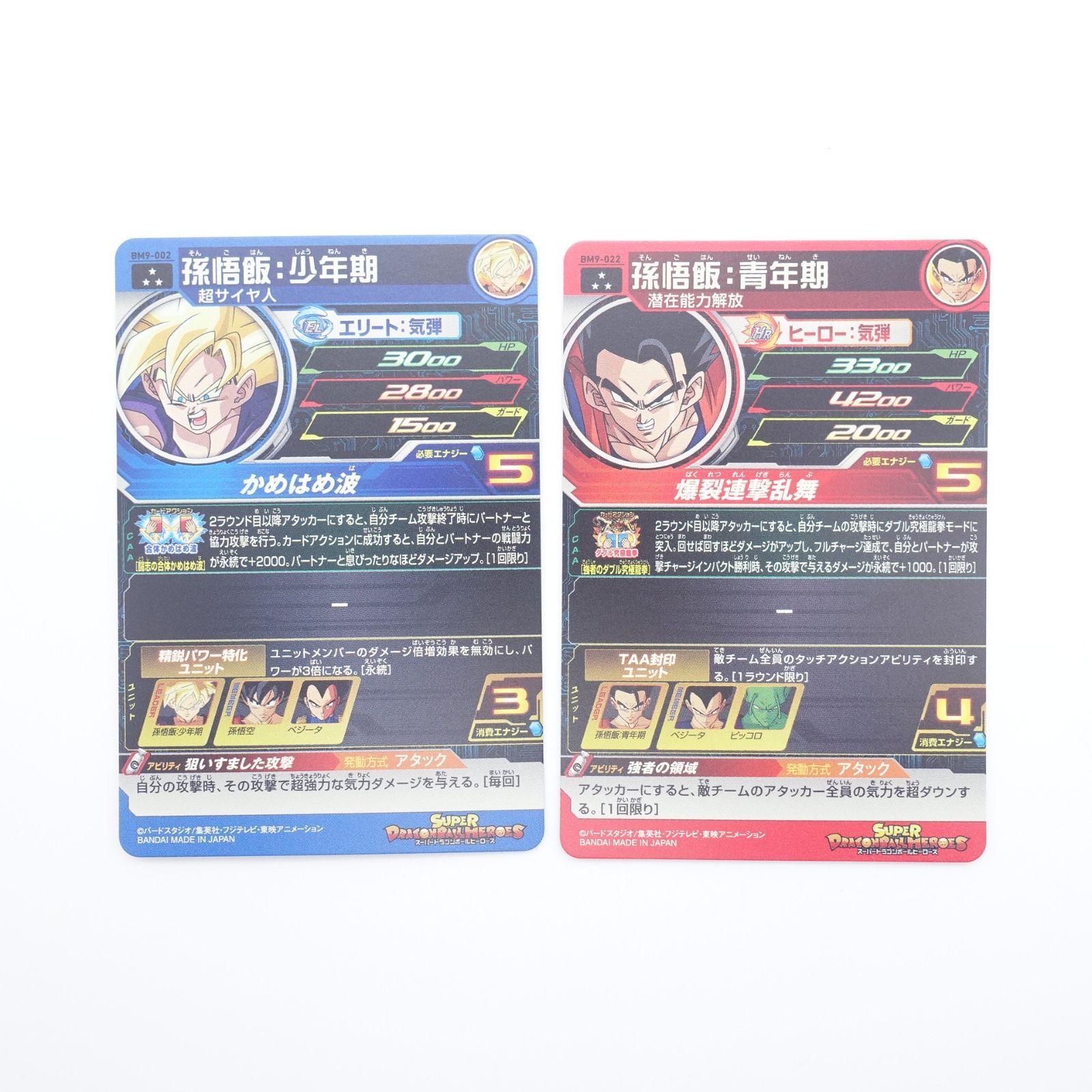 ドラゴンボールヒーローズ 孫悟空：少年期 BM9-002 孫悟飯：青年期 BM9 