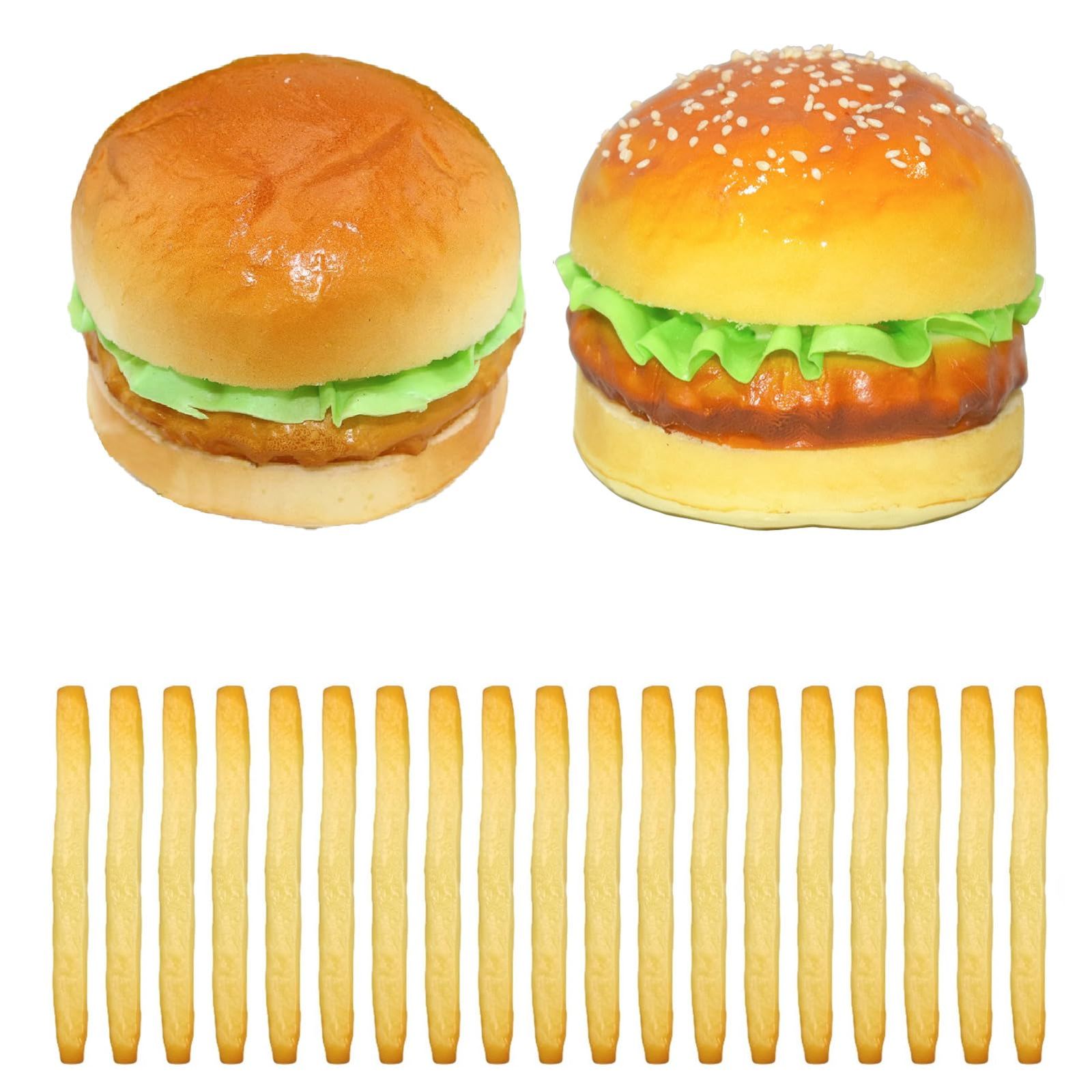 IMPACTオンライン ハンバーガー 食品サンプル キット バンズ ポテト 本物 そっくり 模型 (ハンバーガー2個＆ポテト30本) [ハンバーガー2個＆ポテト30本]