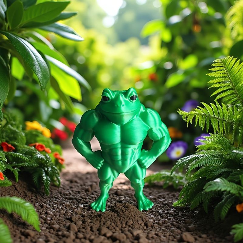 フィギュア 動物 マッスルカエル おもしろい 置物 10cm グリーン 緑