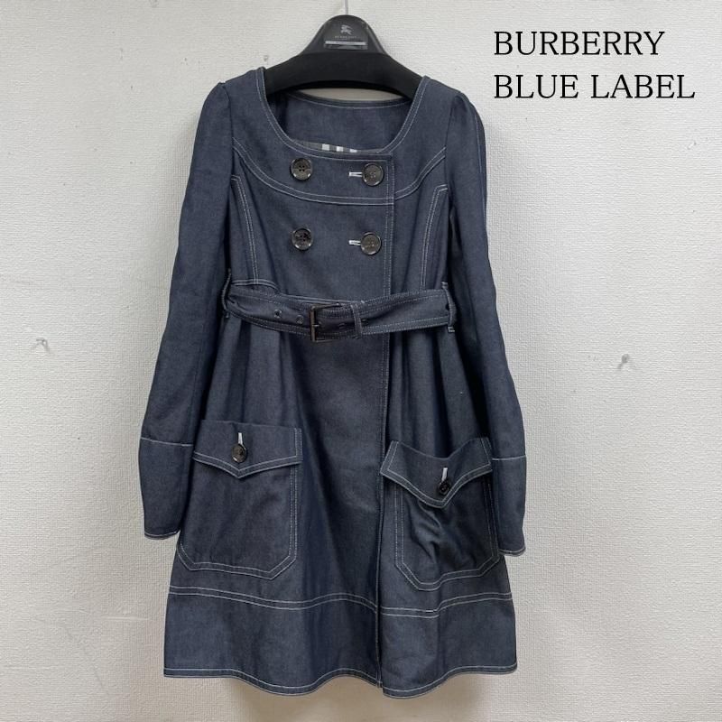 BURBERRY BLUE LABEL バーバリー ブルーレーベル コート トレンチコート 裏地 ノバチェック ノー デニム コート ミディ丈 ボタン ロゴ ベルト付き fr521-161-30