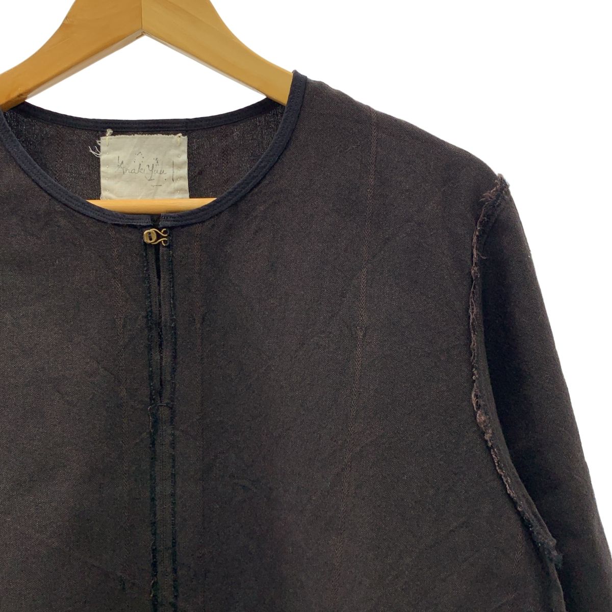 Araki yuu アラキユウ Atelier Tops Special Fabric リネン ウール ドビー織り アトリエトップス プルオーバーシャツ 1 ダークブラウン メンズ