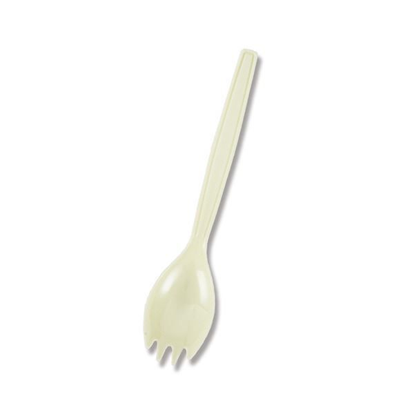 シモジマHEIKO プラスチックフォークスプーン 16cm アイボリー 単袋 0045130041セット 1000本 100本×10パック