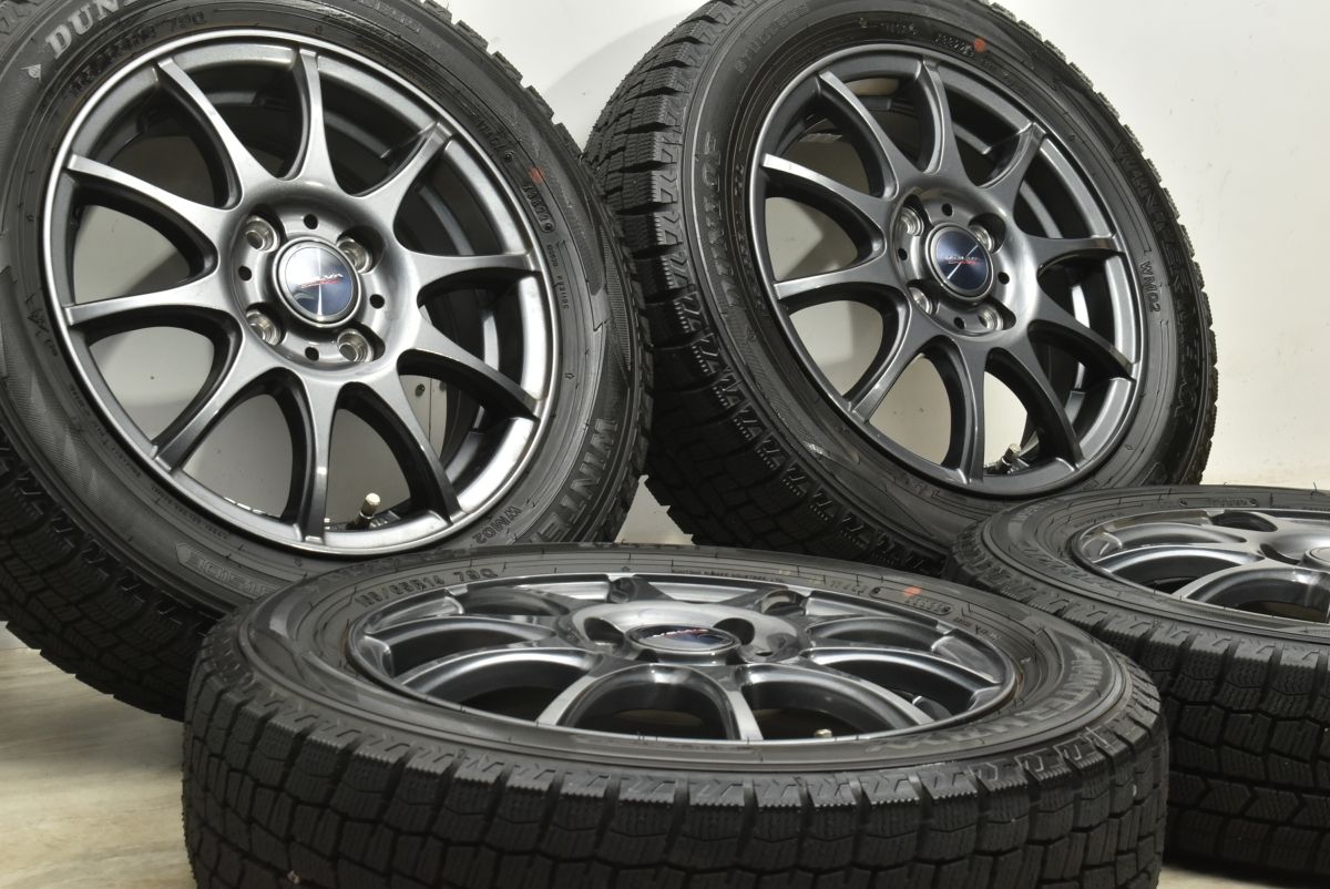 バリ溝 Weds VELVA 14in 4.5J 45 PCD100 ダンロップ ウインターマックス WM02 165|65R14 ハスラー ソリオ デリカD 2 プレオ