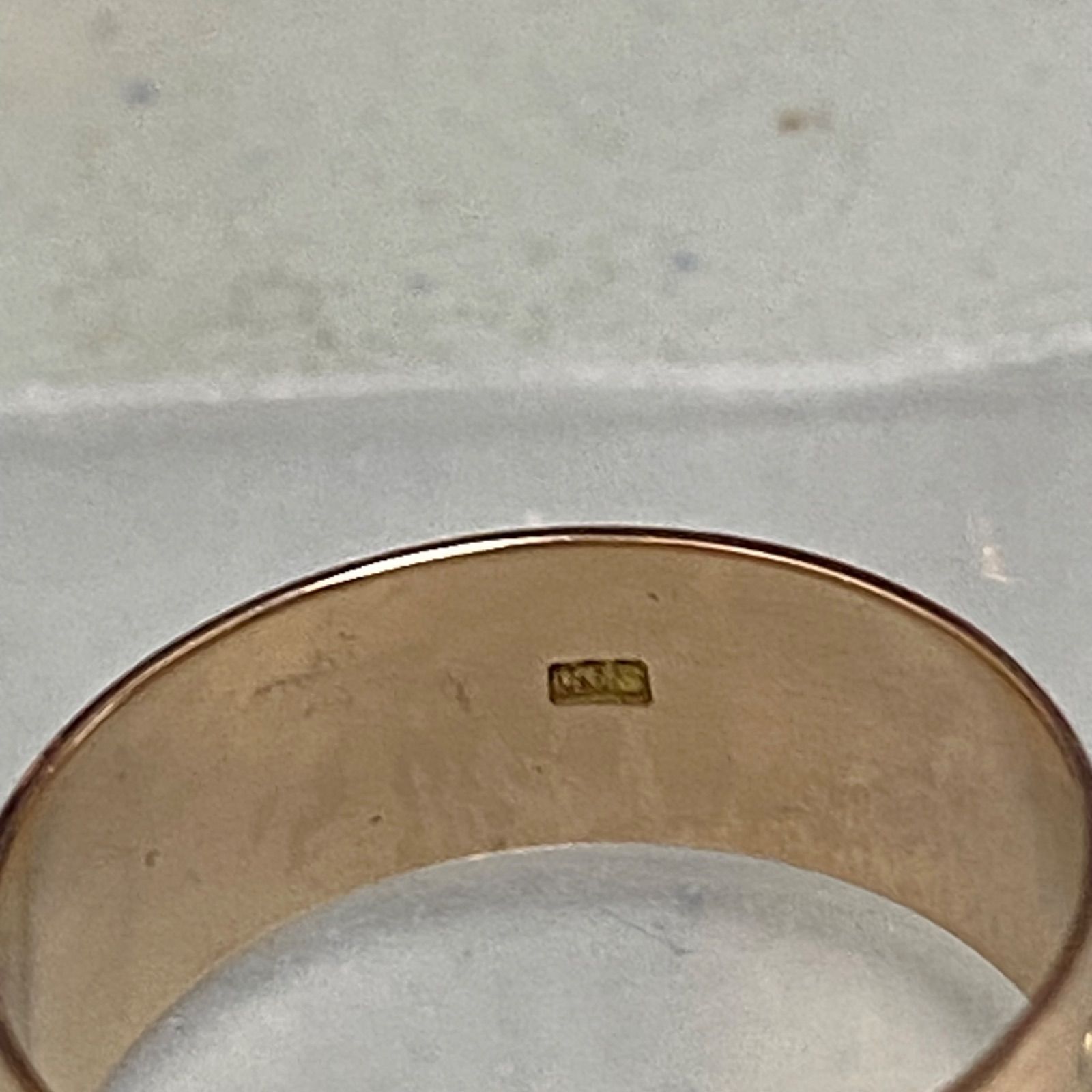 used k18 AU750 18金リング 平打ち 彫り入り フラット 幅7ミリ サイズ