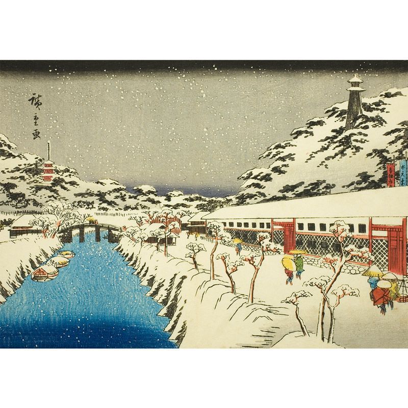 飾り絵　広重の風景画　特別6枚組　（A4サイズ　厚手和紙） A2サイズ 歌川広重 ポスター 東都名所 芝赤羽根之雪 浮世絵 錦絵