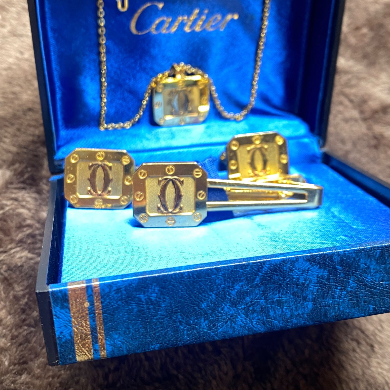 Cartier カルティエ　カフス、ネクタイピンセット　ビンテージ　美品 Cartier カルティエ カフス、ネクタイピンセット ビンテージ 美