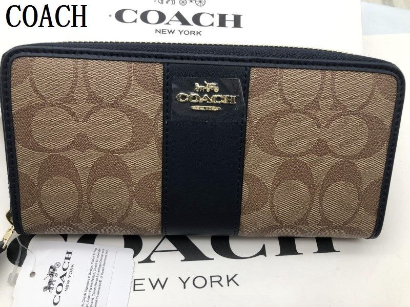 コーチ 財布 COACH 長財布 シグネチャー アコーディオンラウンドジップウォレット レディース  財布 贈り物 023C F54630新品 未使用  xj0001