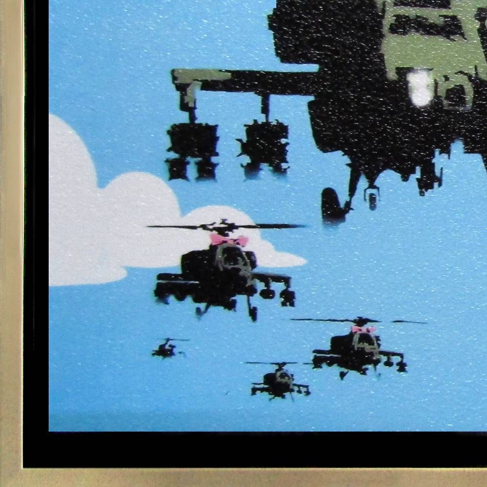 ☆ バンクシー『ヘリコプター』複製画・風景画 リボン 兵器 空 乗り物 
