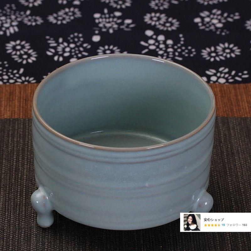 宋汝窯天青釉三足香炉 筆洗 景徳鎮 陶磁器 装飾品 現代工芸品