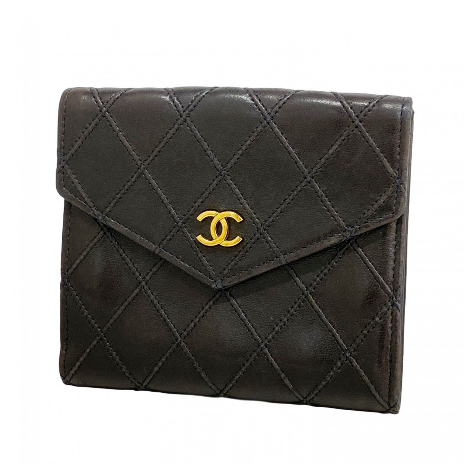 希少✨シャネル ビコローレ ラウンドジップ ヴィンテージ 長財布 ラムスキン CHANEL(シャネル) 長財布 ビコローレ 黒 ラウンドファスナー
