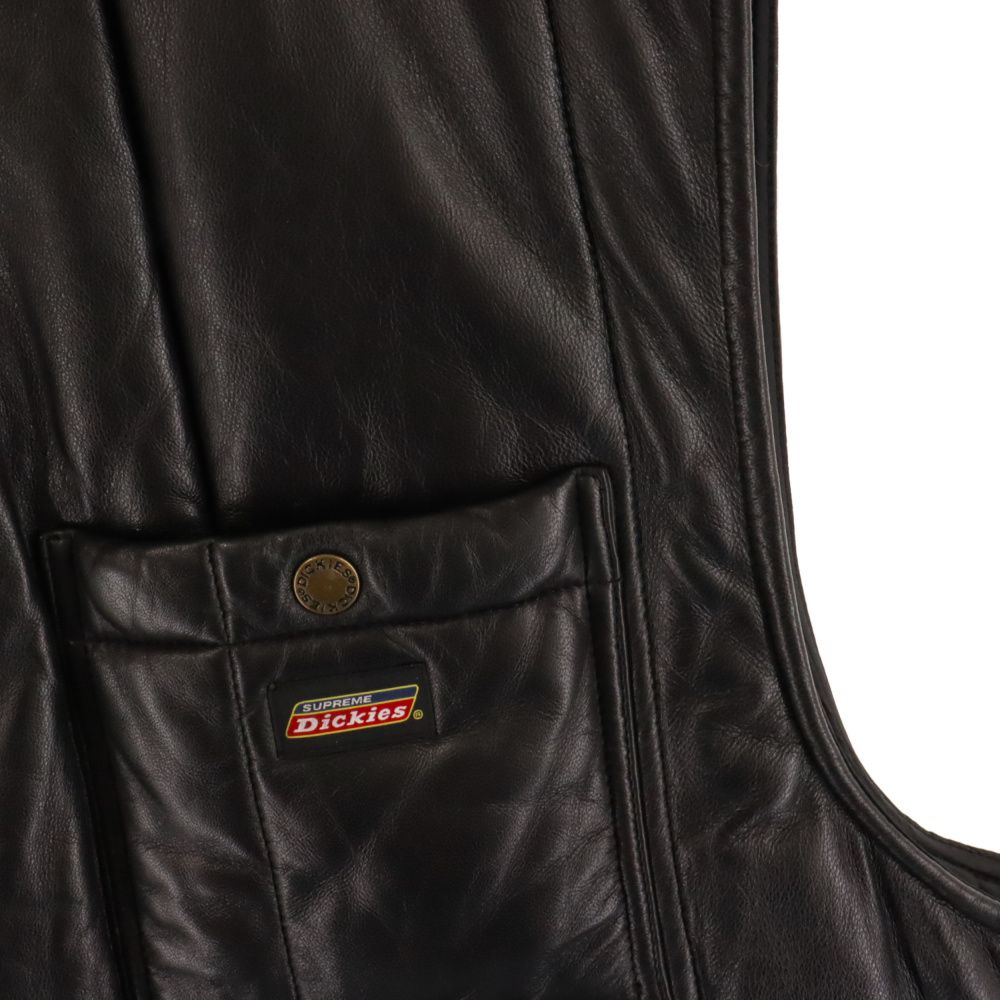 SUPREME (シュプリーム) 23AW×Dickies Leather Work Vest supreme ディッキーズ レザーワークベスト  ブラック