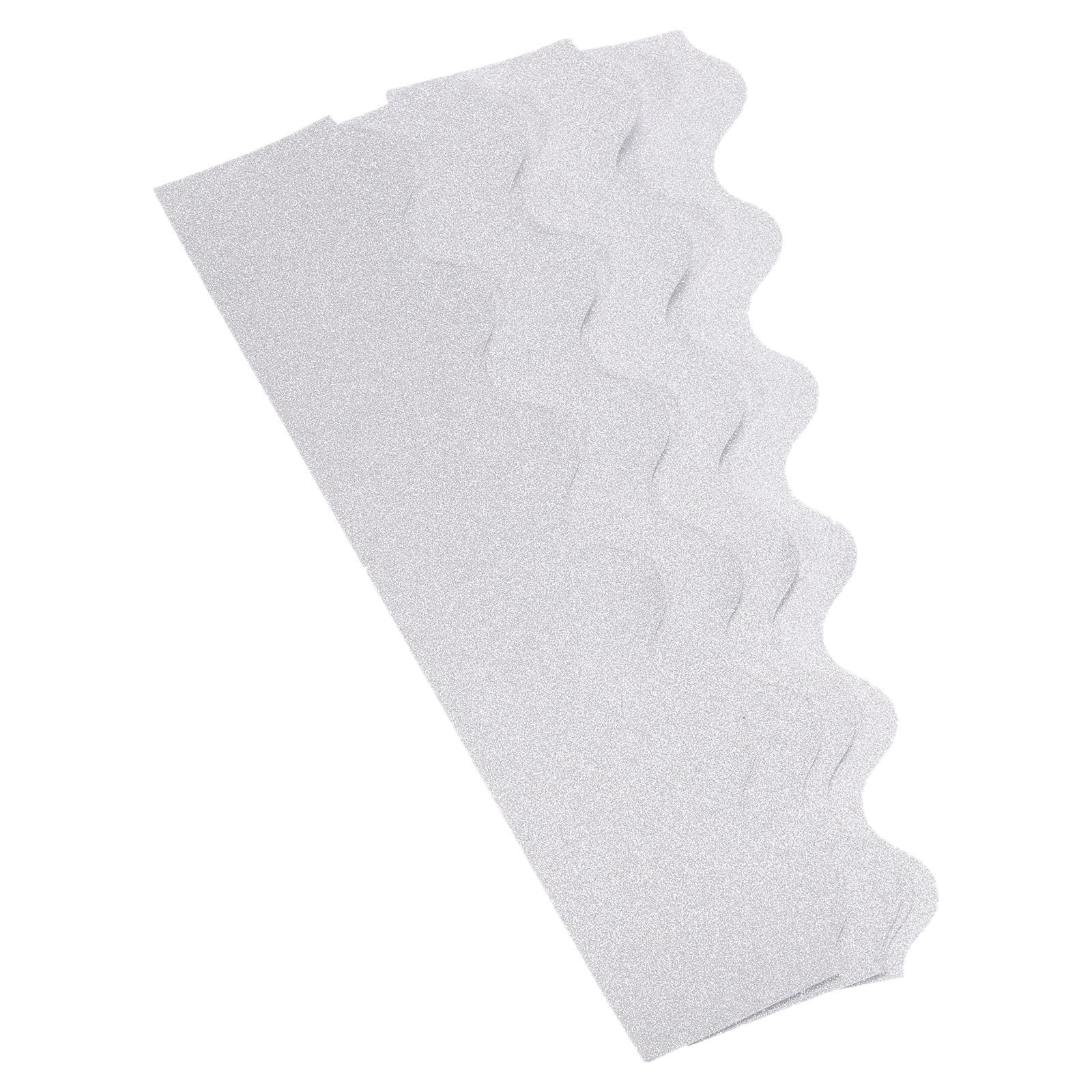 PATIKIL 7.5cm x 0.33m掲示板の枠線 90個入り スカラップトリムストリップ 壁の装飾 ロッカー教室用コルクポスター ブラックボード 白い黒板 シャインシルバー