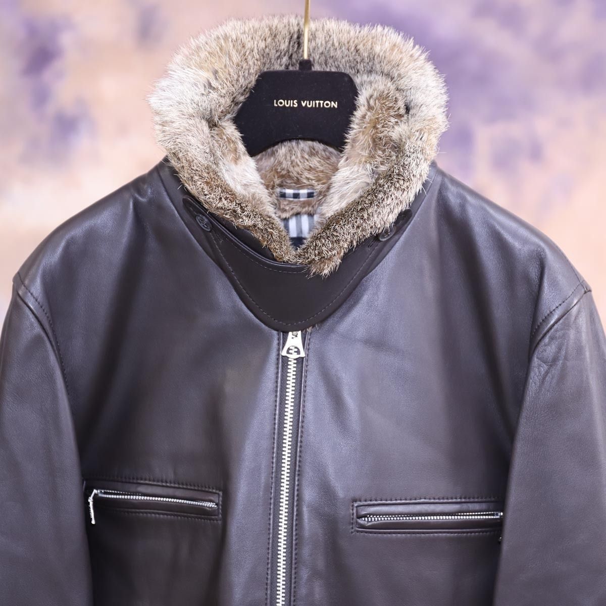 本物 極上品 バーバリー ブラックレーベル 最高級ラビットファー毛皮襟  