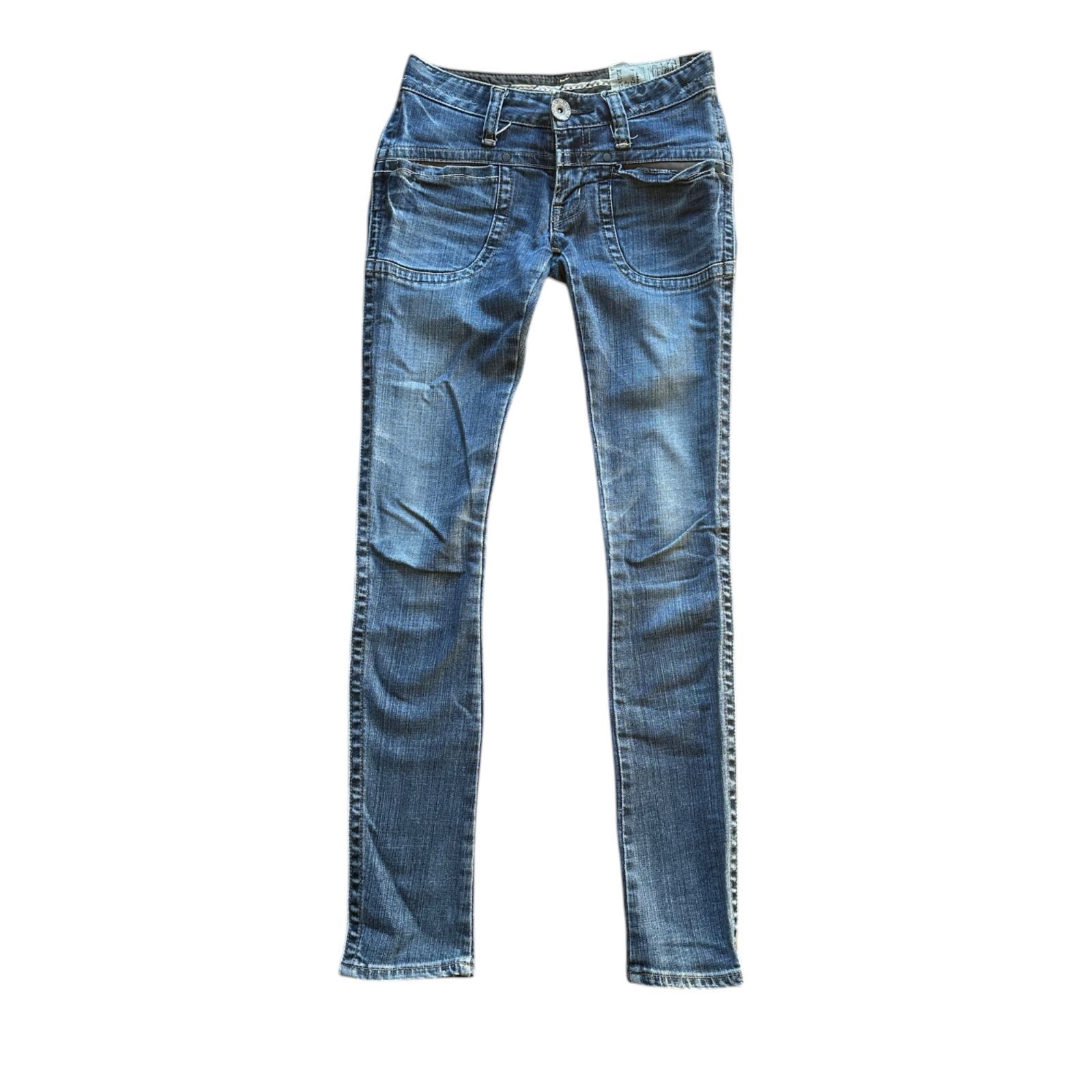 スキニー デニム パンツ ストレッチ ジーパン マジックポケット オープンヒップ レザー アクセント レディース Antgauge パティ