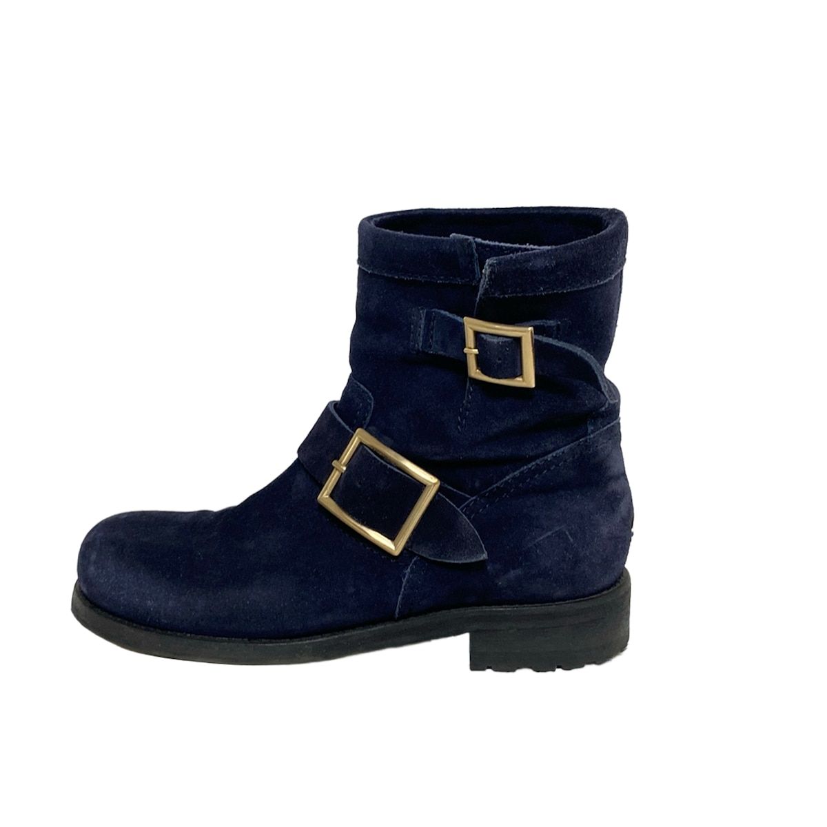 JIMMY CHOO ジミーチュウ ショートブーツ 35 1|2 レディース - ネイビー