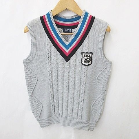 PEARLY GATES グレー Vネック ベスト サイズ5 PEARLY GATES グレー V