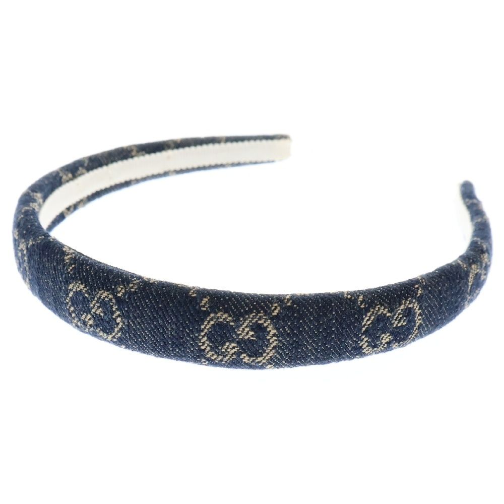 豊富な商品から (グッチ) GUCCI GGデニムロゴ カチューシャ ウォッシュドデニム ヘアアクセサリー