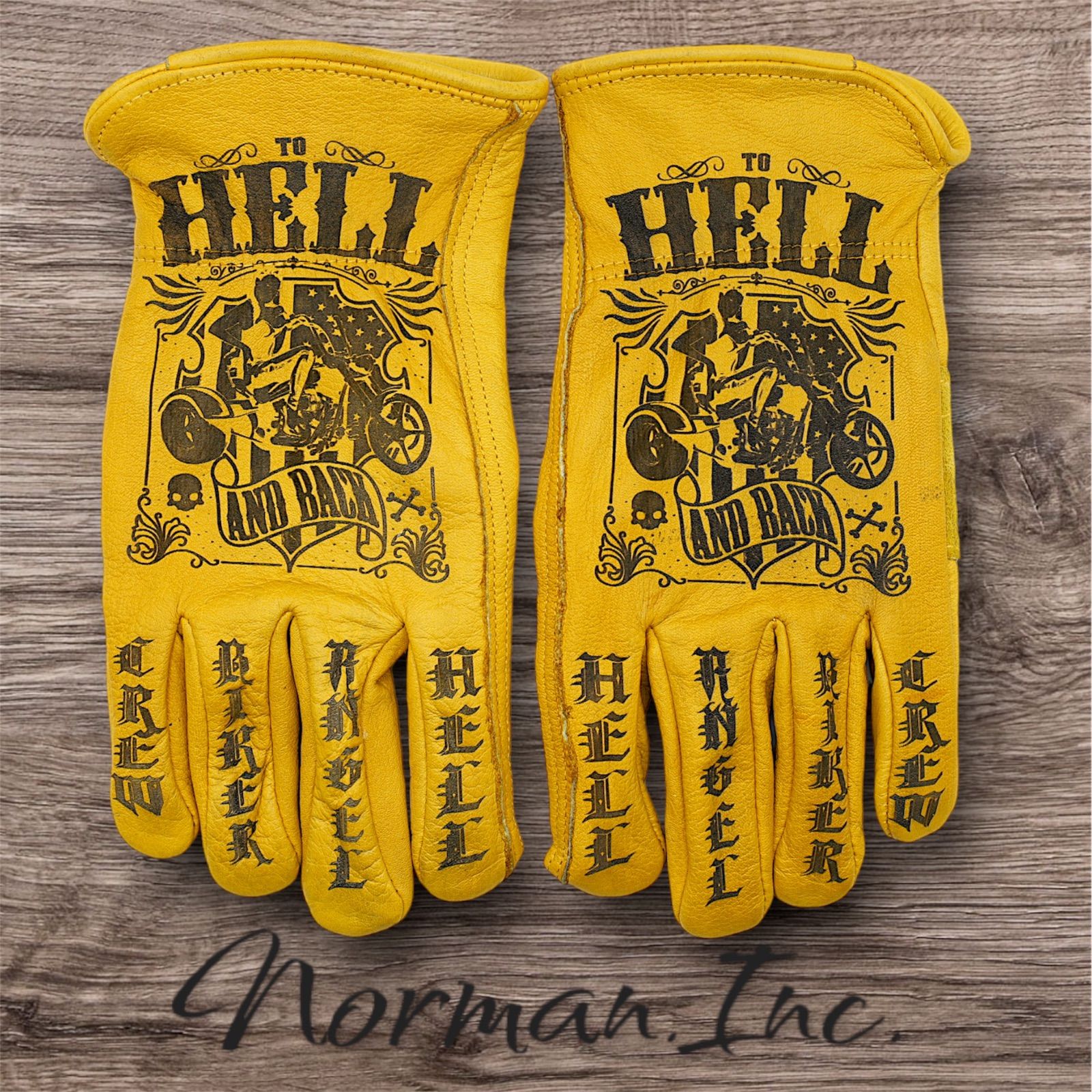 牛革 レザーグローブ アメリカン バイク ハーレー カスタム タトゥー