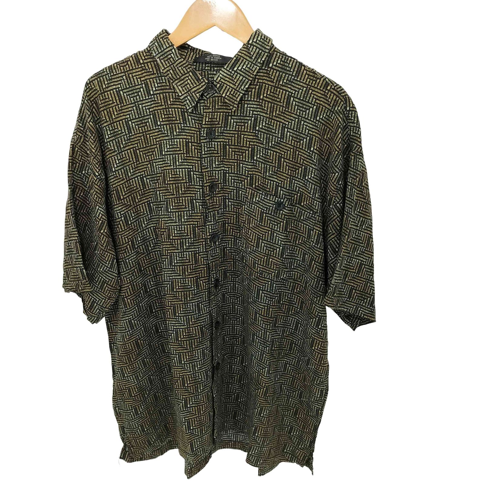 ユーズドフルギ USED古着 {{MARC EDWARDS }}90S 総柄 レーヨン 半袖シャツ メンズ  XXL