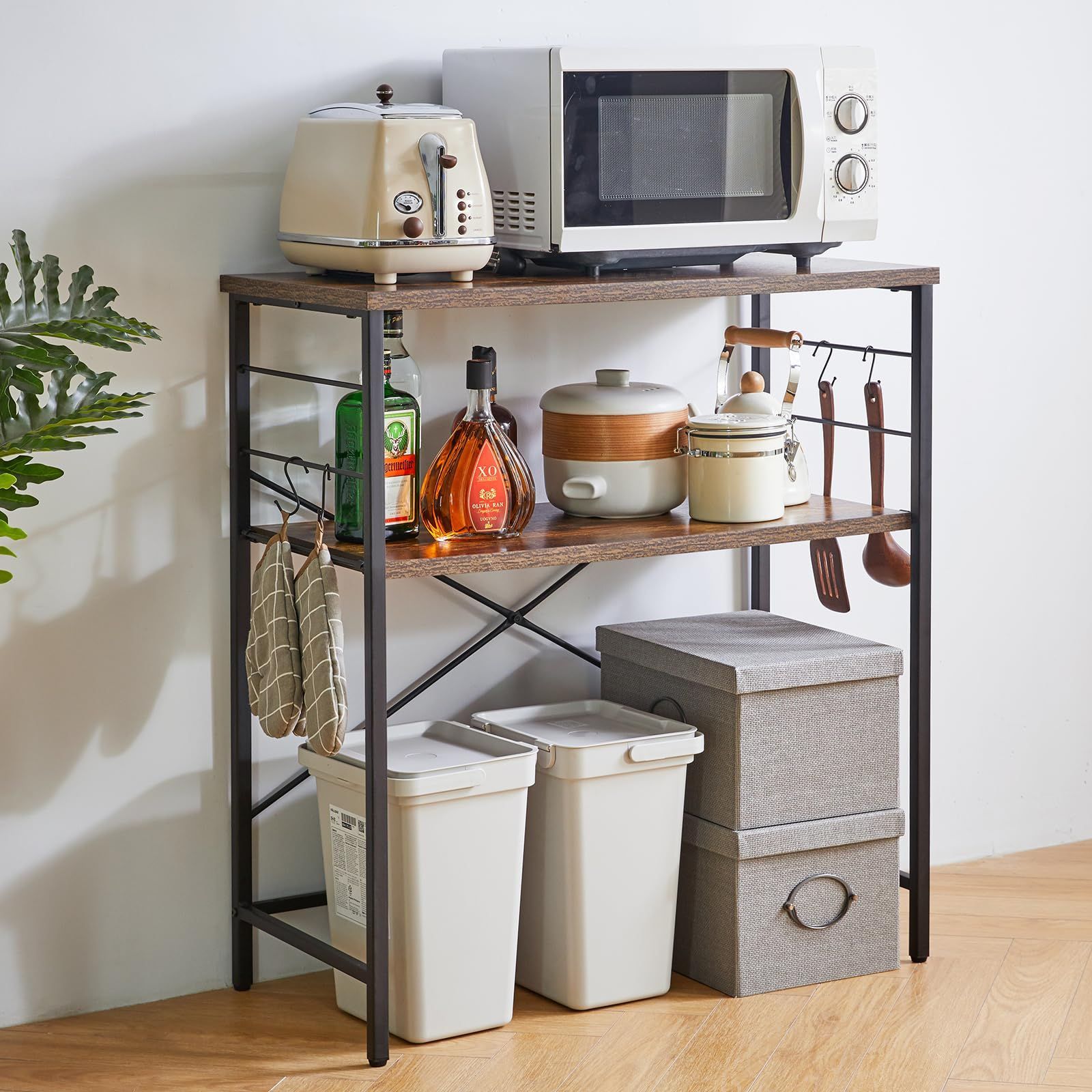 商品 IBUYKE キッチンラックゴミ箱上レンジボード ゴミ箱上ラック レンジ台 可動棚 幅80×奥行40×高さ87.5cm 大型レンジ対応 レンジ台 収納ラック 炊飯器 作業台 簡単組立 ブラウンJPTMJ027H NEXPOTALLINN_EU