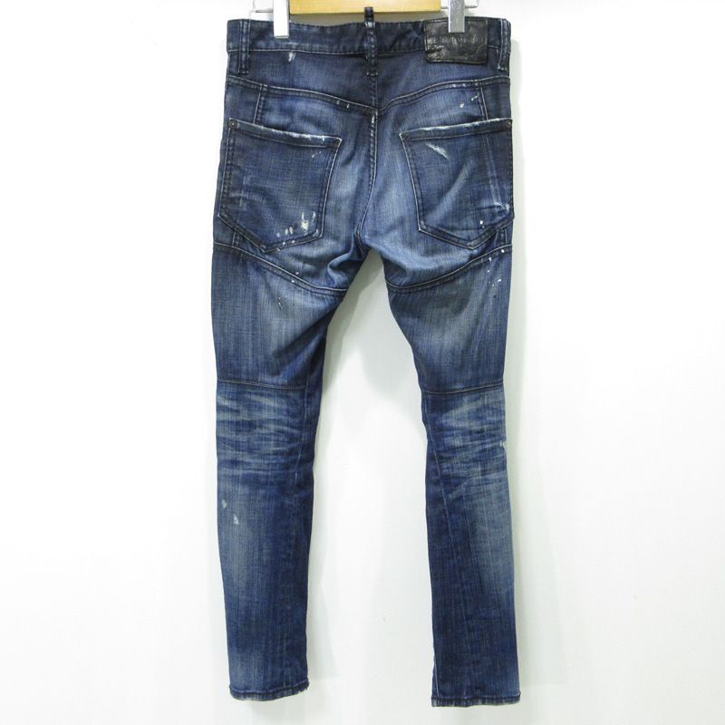 三重本店 DSQUARED2 ディースクエアード TIDY BIKER JEAN タイディバイカージーンズ 加工ボタンフライデニムパンツ ダメージ加工 S74LB0020 ブルー ネイビー サイズ 42 108