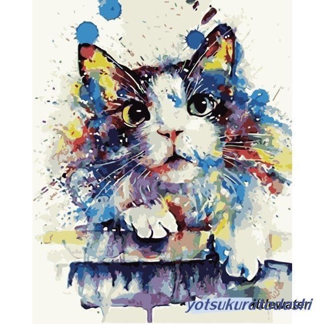 数字油絵 塗り絵 キット 猫 子猫 カラフル フレーム付き