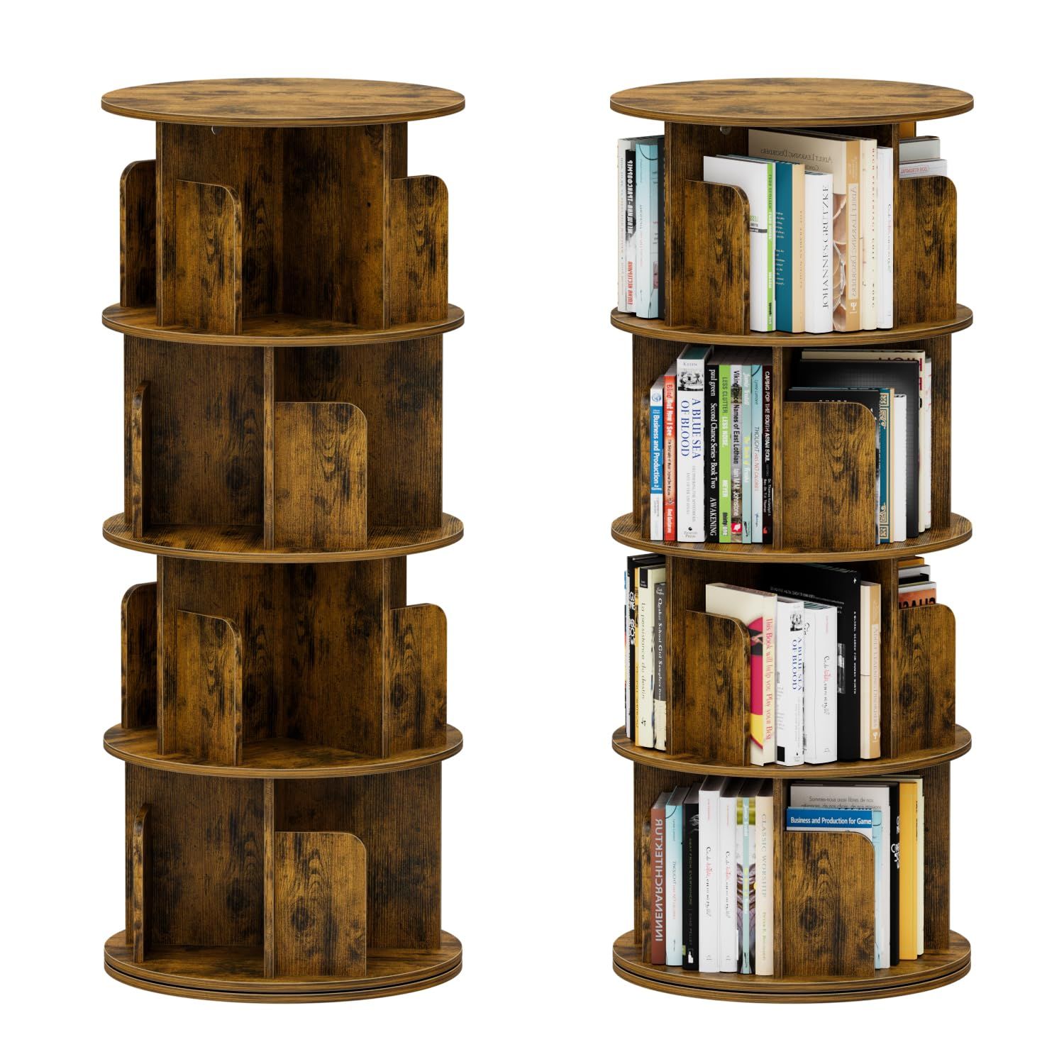 漫画 絵本棚 子供本棚 最も安い 直径40CM*高さ128CM CD棚 4段 ラック