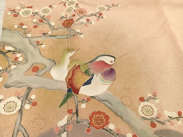 平和屋着物○京友禅の第一人者 松井青々 訪問着 枝梅に休み鳥 金彩