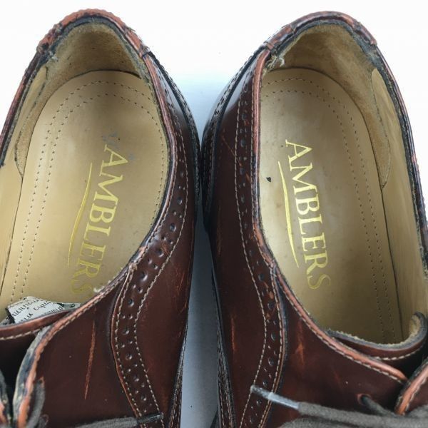 AMBLER/エムブラー　Vintage/オールレザー　フルブローグ　ウイングチップ　ビジネスシューズ　茶　サイズ7.5　25.5程度　メンズ/管NO.ZH-65 AMBLER/エムブラー Vintage/オールレザー フルブローグ ウイングチップ