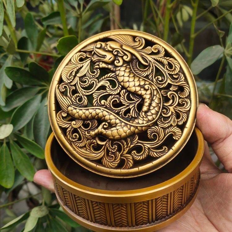 銅器 壺 風水グッズ 小物 装飾品 彫刻 工芸品 古美術品 置物（竜