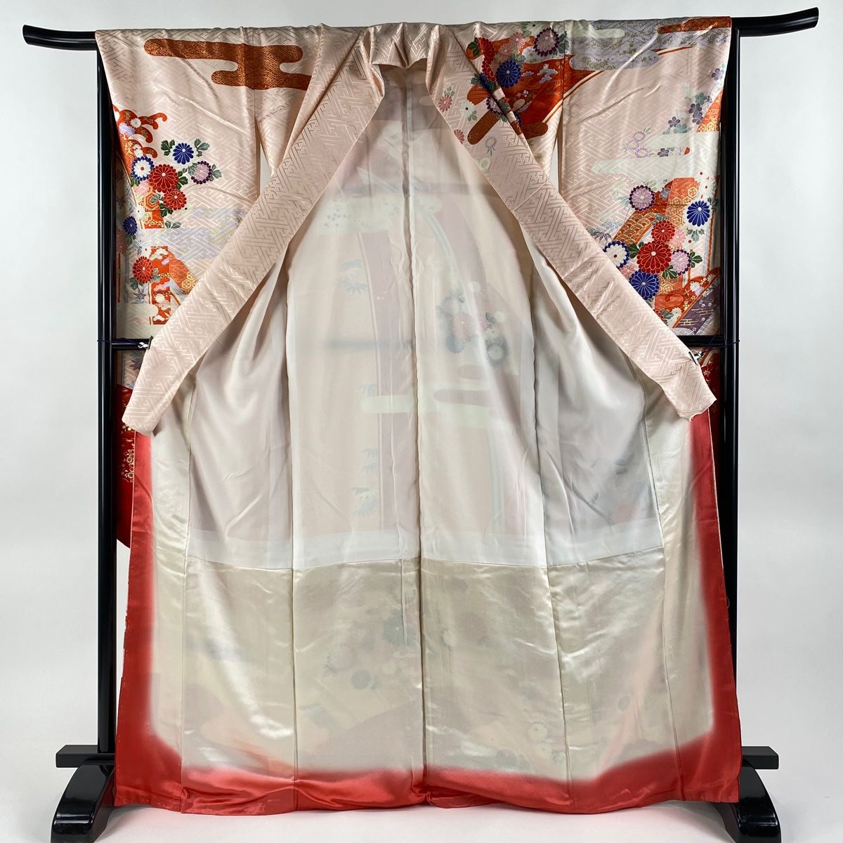 振袖 身丈168.5cm 裄丈66cm M 袷 袋帯フルセット 落款 菊 ヱ霞 金銀糸 