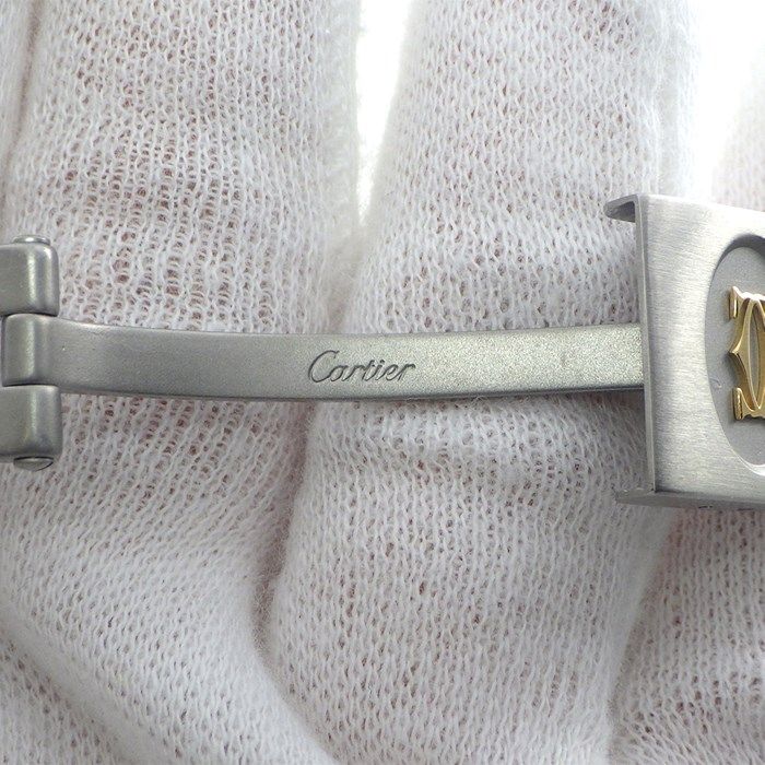 カルティエ Cartier 腕時計 サントス オクタゴン LM 187902 デイト ローマンインデックス アイボリー文字盤 K18YG SS クオーツアナログ 【中古】 Cartier - カルティエ Cartier 腕時計 サントス オクタゴン LM 187902