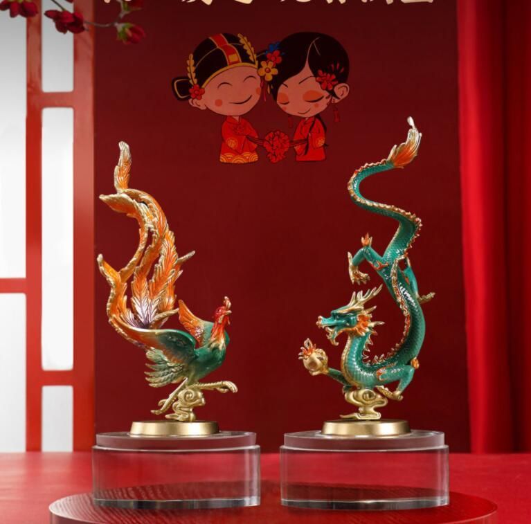龍 鳳 置物 風水 龍 鳳 二体一対 開運 ラインス 龍 鳳 の置物 新年 