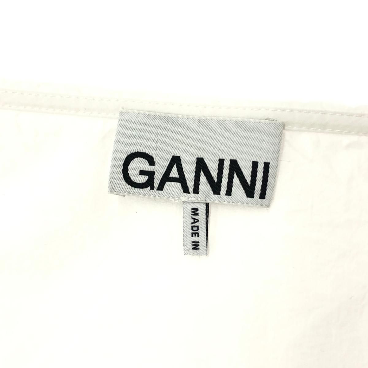 Ganni ガニー フリル 長袖 ビックカラーシャツ ブラウス  サイズ:42  ホワイト コットン100％ レディース  トップス Ganni ガニー フリル 長袖 ビックカラーシャツ ブラウス サイズ