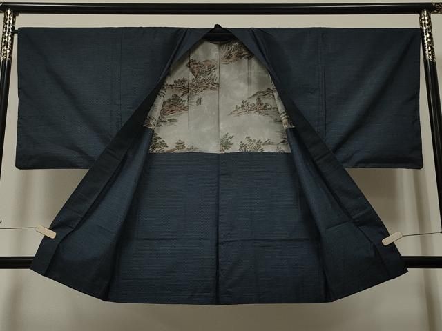 平和屋着物＃男性 本場大島紬 羽織 80亀甲 総詰め 反端付き 正絹 CAAT5622id