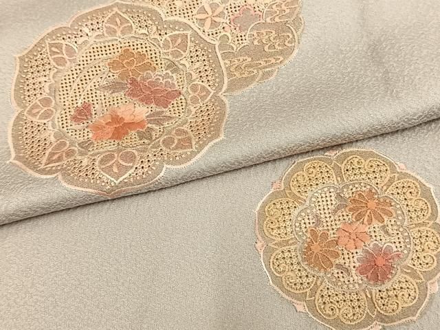 平和屋着物▽訪問着 単衣 中国三大刺繍 汕頭刺繍 スワトウ刺繍 吉祥花