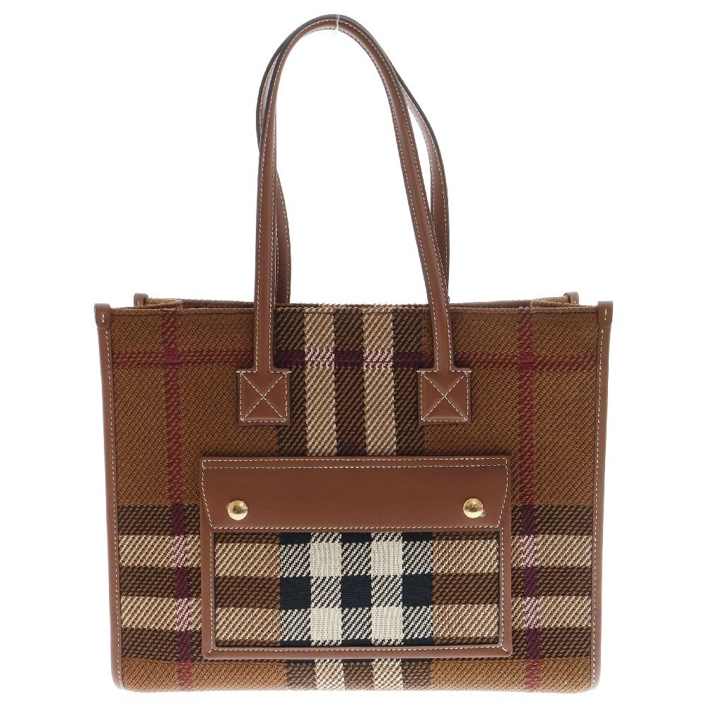 【BURBERRY】 ミディアム チェック ニットトート 新作☆【BURBERRY】ミディアム チェック ニットトート (Burberry