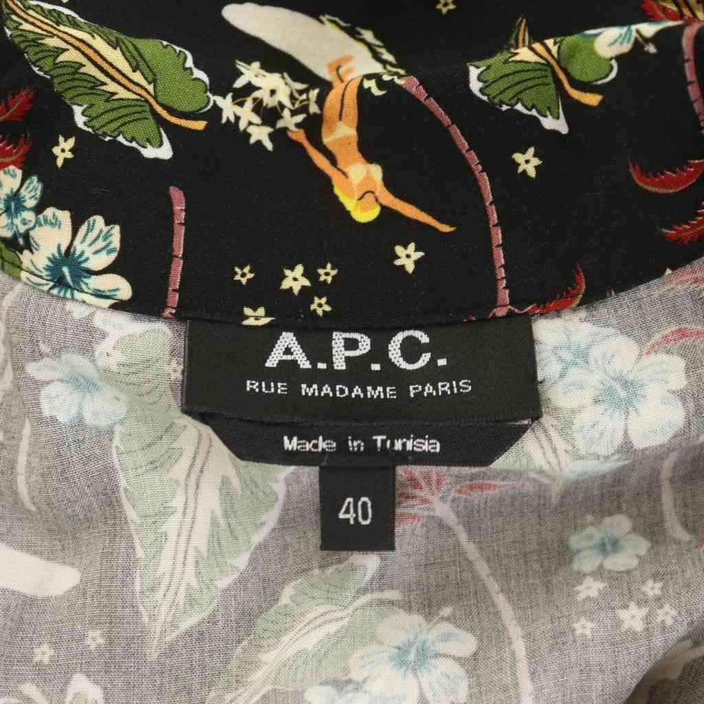 アーペーセー A.P.C. シャツワンピース 半袖 ひざ丈 アロハ柄 花