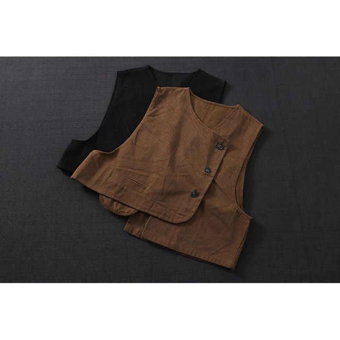古布素朴で可愛らしい、シンプルだけど表情豊かな前開きベストです。 p22938-0.jpg