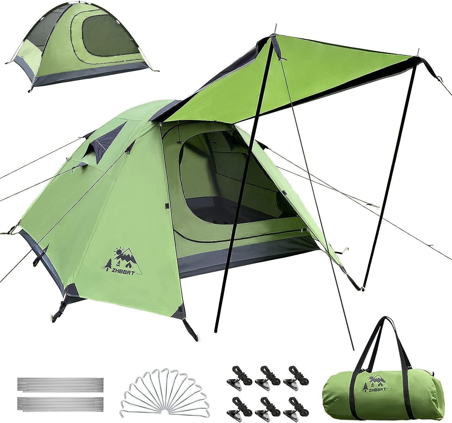 ZHBBRT ツーリングドーム キャンプテント 2人用 前室あり 雨に強い 耐